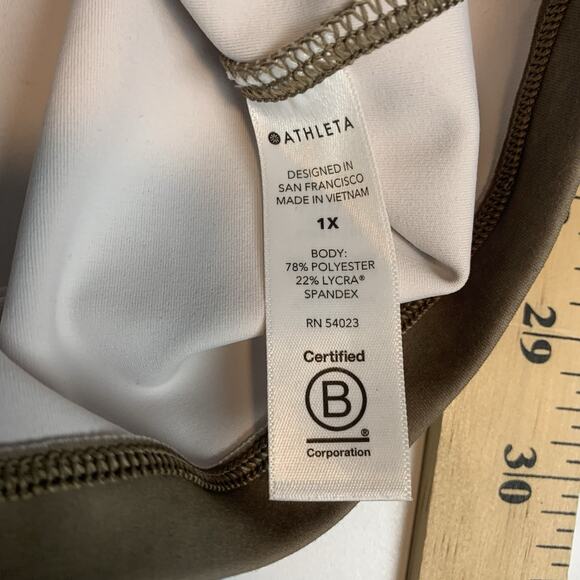 Athleta Shirt Womens 1X Tank Top Shanti Watercolor Stripe Crop Mortar Mushroom‎ - Picture 5 of 8